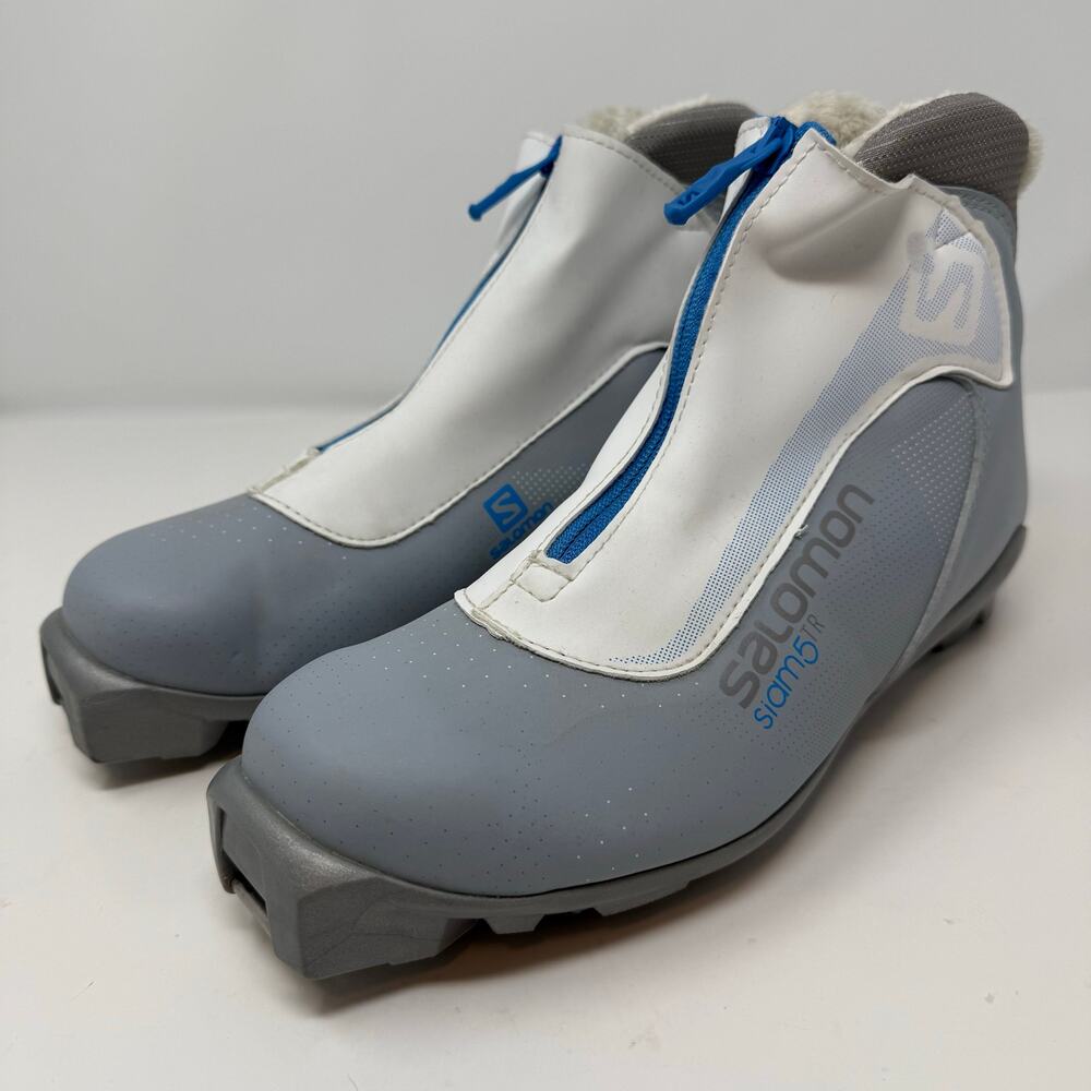 Salomon Siam5 Cross Country Ski Boot Women's 9.5 Grey White Blue